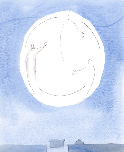 Depois da Confissão: A Santíssima Trindade mostrou-me, por meio de uma imagem, que cada uma das Três Pessoas Divinas - um só Deus - me perdoou por todos os pecados e falhas e me convidou a ser alegre., 2004 (c - c no papel) de Elizabeth Wang