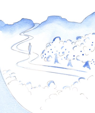 No topo das altas montanhas da vida espiritual existe um vale fértil: o jardim de Deus. "This is Eden", 2002 (w - c no papel) de Elizabeth Wang
