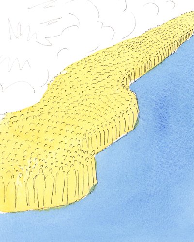 Entre as muitas pessoas no céu estão pais que gostariam de receber amor e gratidão de seus filhos na vida terrena, 2004 (w - c no papel) de Elizabeth Wang