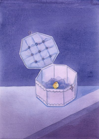 Como uma linda joia repousa em uma valiosa caixa de joias, o Santíssimo Sacramento deve ser colocado em um local digno, honrado pelo melhor de tudo, 2004 (w - c no papel) de Elizabeth Wang