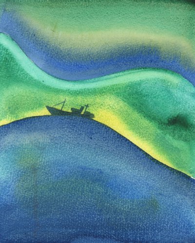 Assim como um navio no oceano é cercado por água, também estamos totalmente cercados e sustentados pelo amor de Deus - quer estejamos orando ou não, e quer experimentemos ou não Sua presença, 2003 (w - c on pape de Elizabeth Wang