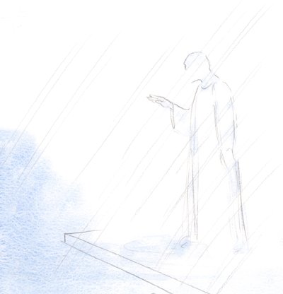 Assim como o sacerdote fez o santo sinal da cruz e nos deu sua bênção, também o fez Cristo, nosso Sumo Sacerdote., 2001 (w - c no papel) de Elizabeth Wang