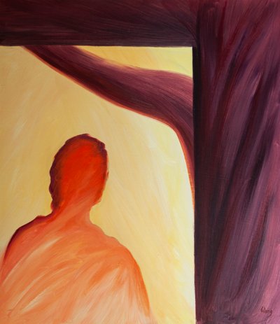 Quando olhamos para Cristo na Cruz, vemos que o verdadeiro significado do amor é entrega e sacrifício, 2000 (óleo a bordo) de Elizabeth Wang