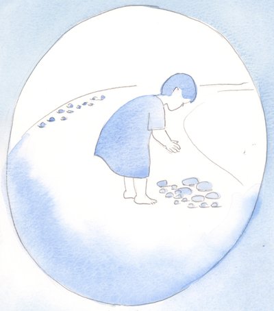 Ao oferecermos nossos pecados a Deus, em arrependimento, Ele os aceita como um presente, como quando uma mãe aceita uma pedra de um filho como uma joia, 2002 (w - c no papel) de Elizabeth Wang