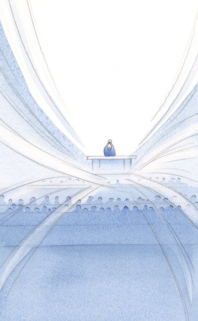 Na Missa a oferta é feita por Cristo, em luz e esplendor, no meio da Sua companhia silenciosa e invisível., 2001 (w - c no papel) de Elizabeth Wang