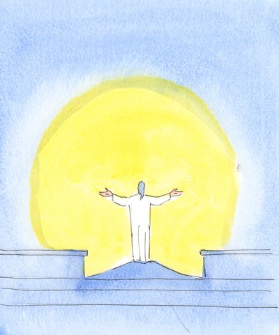 Em cada celebração do Santo Sacrifício da Missa, Cristo está realmente presente, orando pelos pecadores, olhando para o Pai, assim como quando Cristo orou na cruz em 2004 (w - c no papel) de Elizabeth Wang