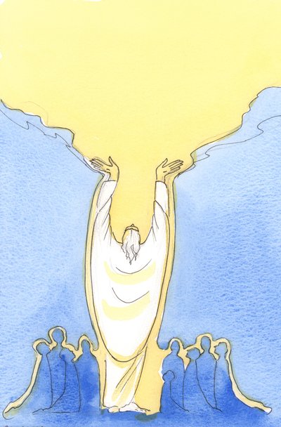 Porque Jesus Cristo é Deus e também homem, e está presente entre nós na missa de 2003 (w - c no papel) de Elizabeth Wang