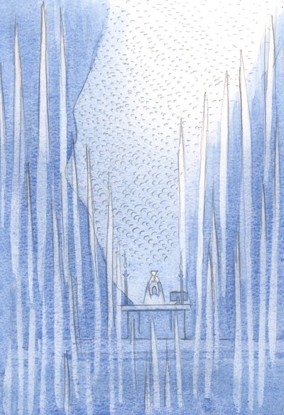 Além de adoradores e anjos, havia uma divisão do véu; milhares de Almas Santas louvaram o Pai, por meio de Cristo., 2001 (w - c no papel) de Elizabeth Wang