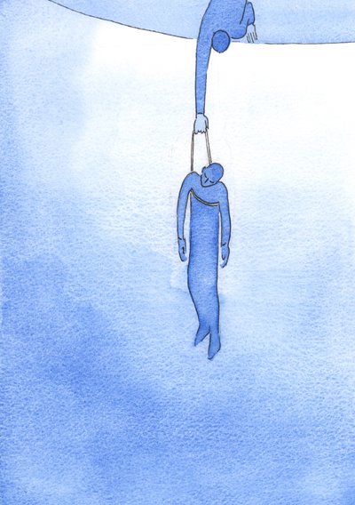 Por um mero fio de oração amorosa, podemos manter alguém longe do perigo e atraí-lo para a luz de Deus, 2002 (w - c no papel) de Elizabeth Wang
