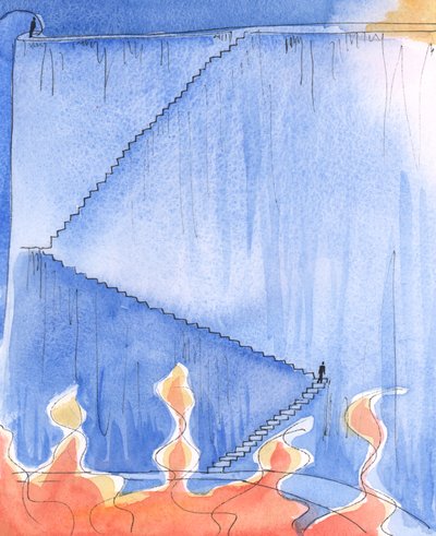 Por uma oração sincera por ajuda, uma pessoa pode receber de Deus graça suficiente para ser capaz de voltar, 2004 (w - c no papel) de Elizabeth Wang