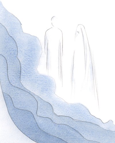 Por cada confissão, diante de Cristo, de uma verdadeira fraqueza, afastamos mais um dos véus que O escondem., 2001 (w - c no papel) de Elizabeth Wang