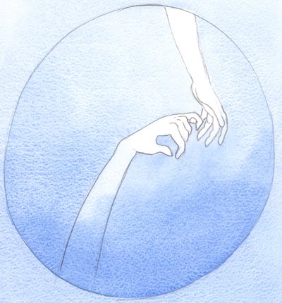Pela mais breve prece ou pelo menor ato de caridade, uma alma pode ser salva do Inferno, como se levantada pela ponta de um dedo, 2002 (w - c no papel) de Elizabeth Wang