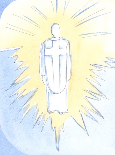 Cristo - quase insuportavelmente deslumbrante, régio e poderoso - agora reina no céu, verdadeiro homem e verdadeiro Deus, nosso Sumo Sacerdote, 2002 (w - c no papel) de Elizabeth Wang