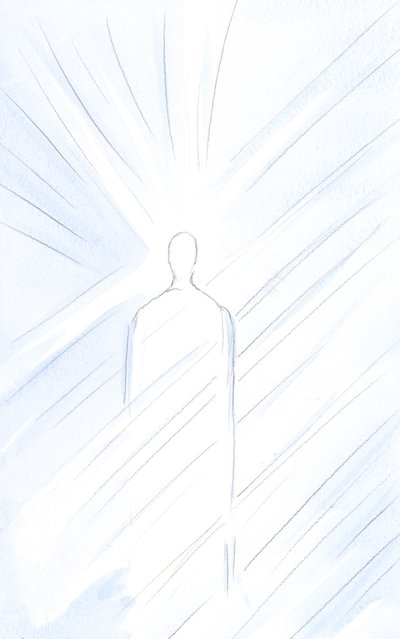 Cristo, Realmente Homem, antes de você, ressuscitou e está vivo. Contempla o mesmo Cristo, Filho Divino, majestoso, 2001 (w - c no papel) de Elizabeth Wang