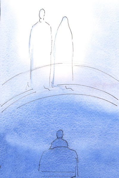 Cristo e sua mãe apareceram para mim, na glória, após a sagrada comunhão. Foi para me encorajar e me consolar, 2002 (w - c no papel) de Elizabeth Wang