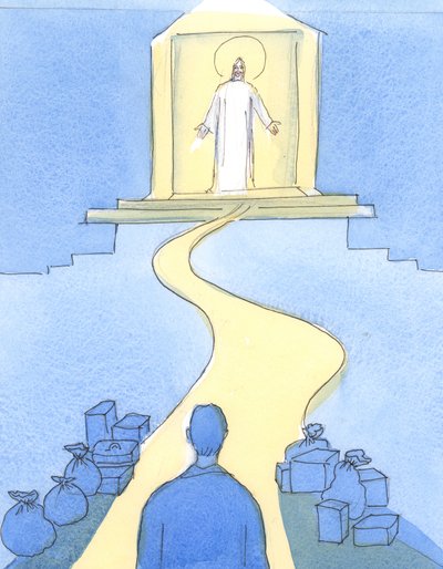 Cristo nos espera no tabernáculo, como se estivesse na &39;Porta&39; do Céu, 2004 (a - c no papel) de Elizabeth Wang