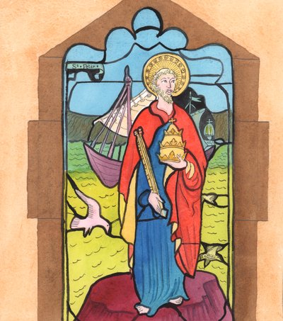 Cristo trouxe-me à mente a imagem de S. Pedro, na minha igreja local, dizendo, 2005 (aguarela sobre papel) de Elizabeth Wang