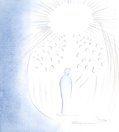 Cristo veio à minha alma em glória, com os queridos santos que vivem em Sua Presença, 2000 (w - c no papel) de Elizabeth Wang