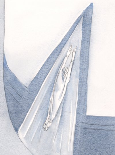 Cristo entrou no céu vestido de branco, e nós seguimos o caminho., 2001 (w - c no papel) de Elizabeth Wang