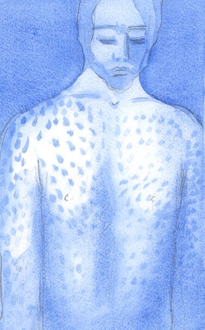 Cristo em sua paixão foi ridicularizado e humilhado; Seu corpo inteiro estava em carne viva e sangrando após a flagelação., 2001 (w - c no papel) de Elizabeth Wang