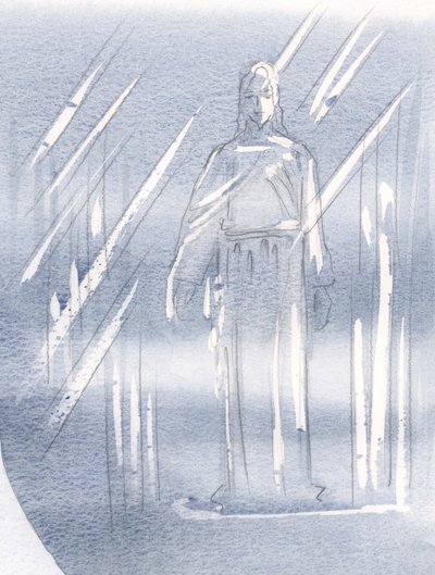 Cristo está escondido atrás de dois véus, 2000 (w - c no papel) de Elizabeth Wang