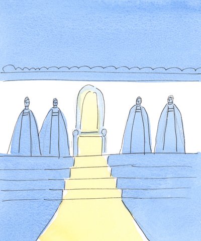 Cristo está presente sempre que dois ou três estão reunidos em seu nome, mesmo entre os cristãos que neste momento não desejam entrar na Igreja Católica., 2004 (w - c no papel) de Elizabeth Wang