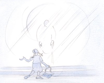 Cristo é terno para conosco, sejam quais forem nossos estados de espírito, se o saudamos com tristeza ou como uma colegial em alegria turbulenta., 2001 (w - c no papel) de Elizabeth Wang