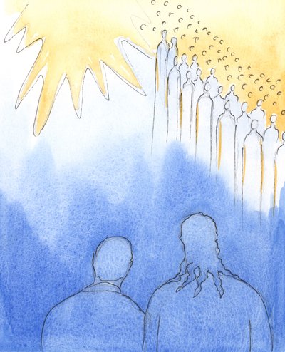 Cristo está conosco enquanto honramos Seus santos, 2003 (w - c no papel) de Elizabeth Wang