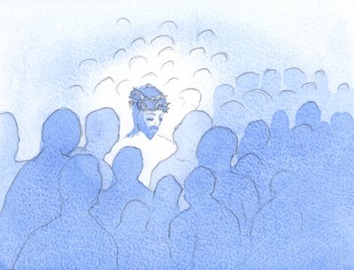 Cristo ama vir aos corações amorosos, na sagrada comunhão. Corações amargurados e ressentidos fazem com que Ele se sinta como Ele se sentia em Sua Santa Paixão, 2002 (w - c no papel) de Elizabeth Wang