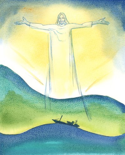 Cristo, nosso Deus, atuou verdadeiramente na Criação do Universo, com o Pai e o Espírito Santo, 2003 (w - c no papel) de Elizabeth Wang