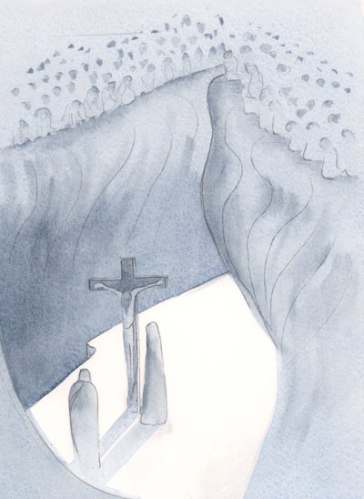 Cristo provou Sua humildade na fraqueza e fragilidade que Ele aceitou enquanto sofria pelos pecados de todas as gerações., 2001 (w - c no papel) de Elizabeth Wang