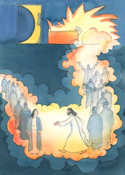 Cristo correu para ver Abraão no submundo, 2004 (w - c no papel) de Elizabeth Wang
