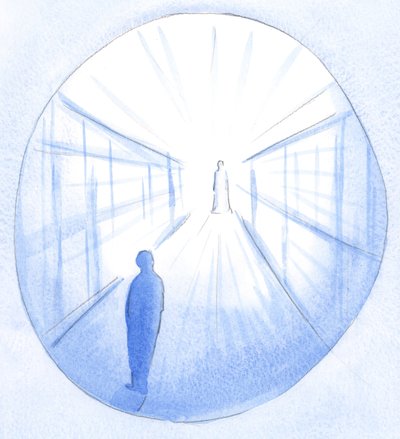 Cristo mostrou-me um caminho que conduzia a Ele e explicou como - por minha própria vontade - me distraí da meta importante., 2001 (w - c no papel) de Elizabeth Wang