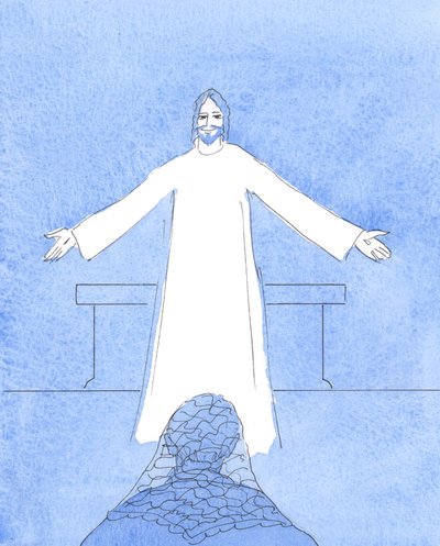 Cristo falou comigo sobre todas as pessoas em meu coração que precisam de ajuda e todas as minhas outras preocupações, 2004 (w - c no papel) de Elizabeth Wang