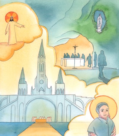 Cristo quer que prestemos atenção aos santos: à sua relação viva conosco, seus dias de festa, santuários, relíquias e estátuas, 2003 (w - c no papel) de Elizabeth Wang