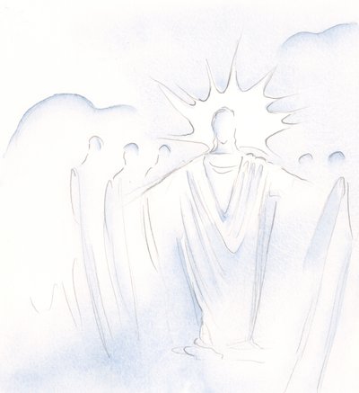 Cristo, que é a porta, nos conduz de um lado para outro em companhia celestial, 2000 (w - c no papel) de Elizabeth Wang