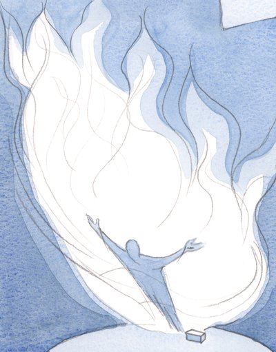 O amor do Pai de Cristo é como fogo encontrando fogo, no qual compartilhamos e somos purificados, 2001 (w - c no papel) de Elizabeth Wang