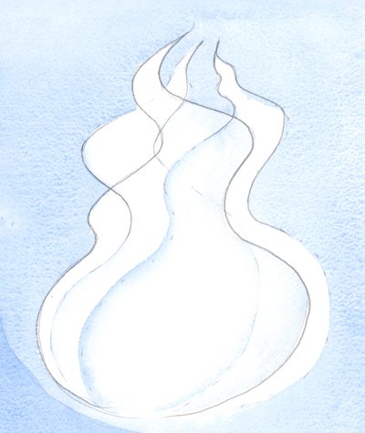 Cada Pessoa Divina, cada chama, possui a mesma Natureza Divina. Juntos, eles são um Deus, um Fogo, 2002 (w - c no papel) de Elizabeth Wang