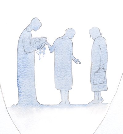 Cada vez que pedimos a Cristo para recompensar um bom vizinho, ele dá presentes maravilhosos a essa pessoa, por meio de nossa oração., 2000 (w - c no papel) de Elizabeth Wang