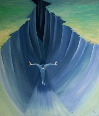 Mesmo nas dificuldades e períodos de escuridão na oração podemos confiar em Cristo que nos traz das trevas para a luz, 2000 (óleo a bordo) de Elizabeth Wang