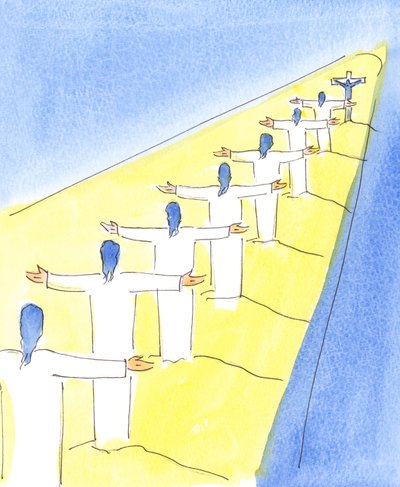 Desde o tempo em que Cristo ofereceu Sua vida pelos pecadores, no Calvário, e orou para que sejamos perdoados, 2004 (w - c no papel) de Elizabeth Wang