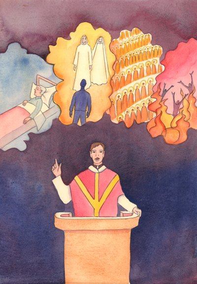 Poucas pessoas são corajosas o suficiente para falar sobre as &39;Quatro Últimas Coisas&39; - Morte, Julgamento, Céu e Inferno, 2004 (w - c no papel) de Elizabeth Wang