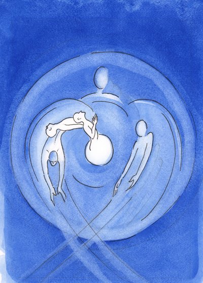 Desde toda a eternidade o Filho de Deus, que nasceu de Maria, nasce do amor incandescente do coração do Pai, na força do Espírito Santo, 2002 (w - c no papel) de Elizabeth Wang