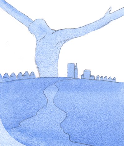 Da cruz, Cristo viu as maneiras pelas quais seria traído em cada geração futura. No entanto, Ele também viu todos aqueles que O amariam, 2002 (w - c no papel) de Elizabeth Wang