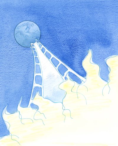 Da glória do Céu, Deus fez uma ponte para a terra, por meio de Cristo, para que todos os que nEle crêem e são batizados tenham uma esperança segura de chegar ao Céu em 2003 (w - c no papel) de Elizabeth Wang