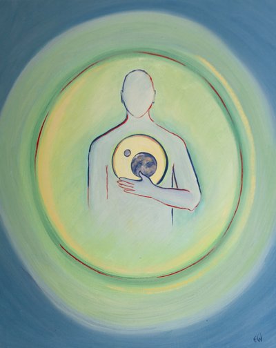 Do coração de Deus nasceu tudo o que existe, 2003 (óleo a bordo) de Elizabeth Wang