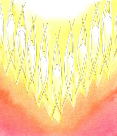 Deus criou os Santos Anjos, 2001 (w - c no papel) de Elizabeth Wang