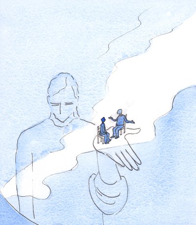 Deus mantém na existência todas as coisas e todas as pessoas, incluindo aqueles que questionam Sua existência, 2003 (w - c no papel) de Elizabeth Wang