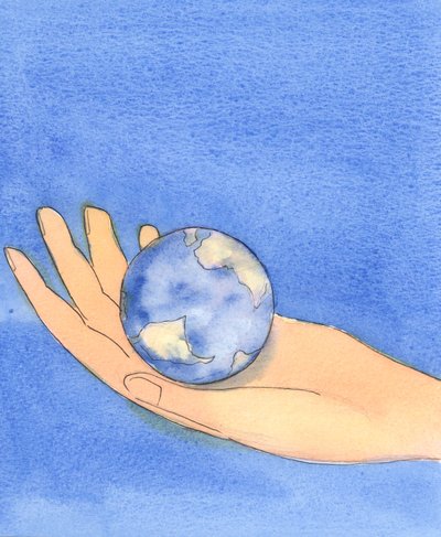 Deus é tão grande, e a terra tão pequena, que nada pode acontecer que Ele não tenha permitido - mesmo as piores coisas que as pessoas sofrem, 2004 (w - c no papel) de Elizabeth Wang