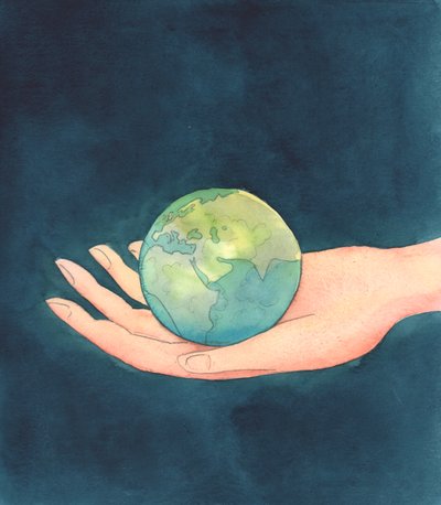 Deus é tão grande, e a terra tão pequena, que nada pode acontecer que Ele não tenha permitido - mesmo as piores coisas que as pessoas sofrem, 2004 (w - c no papel) de Elizabeth Wang